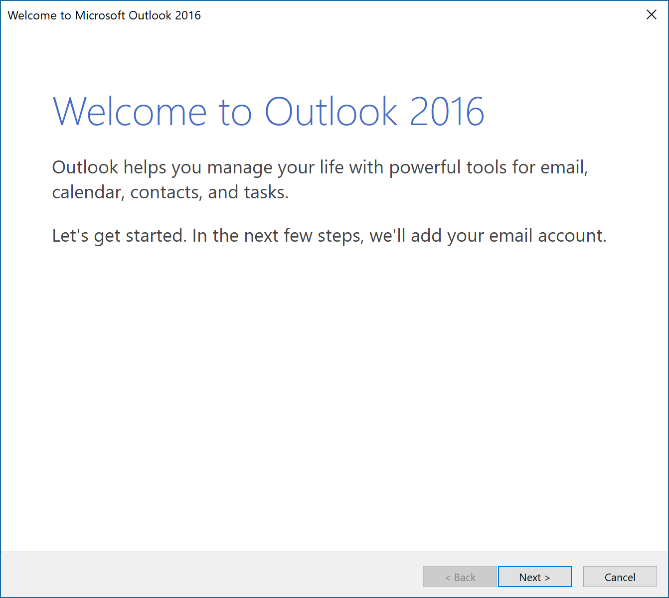 Microsoft outlook 2016 won